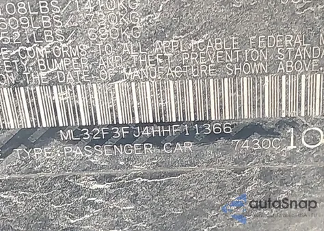 2017 Mitsubishi Mirage G4 Es z USA, uszkodzony, nr VIN ML32F3FJ4HHF11366